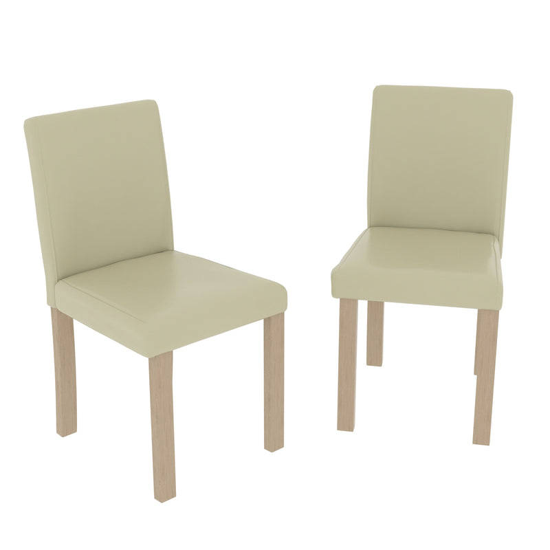 Canterbury Set Of 2 PU Dining Chairs, Cream & Oak