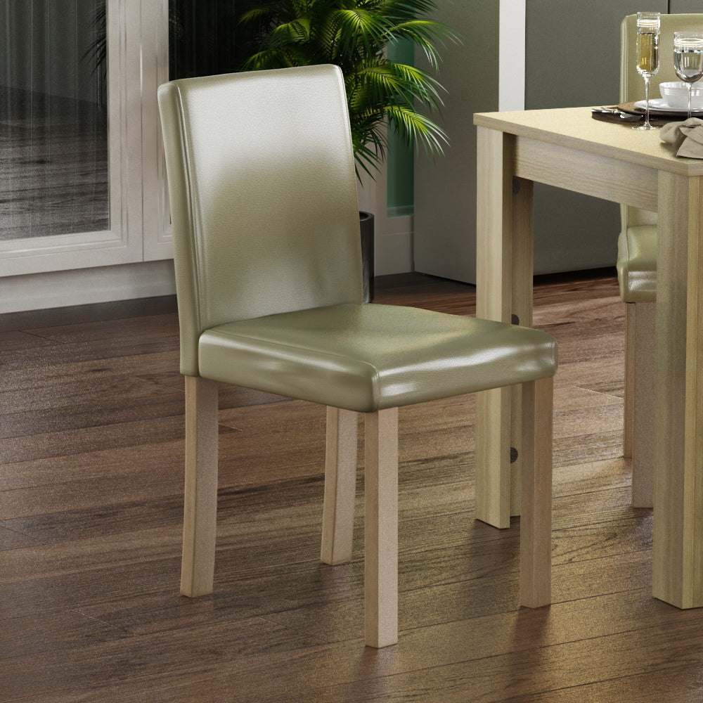 Canterbury Set Of 2 PU Dining Chairs - Cream & Oak