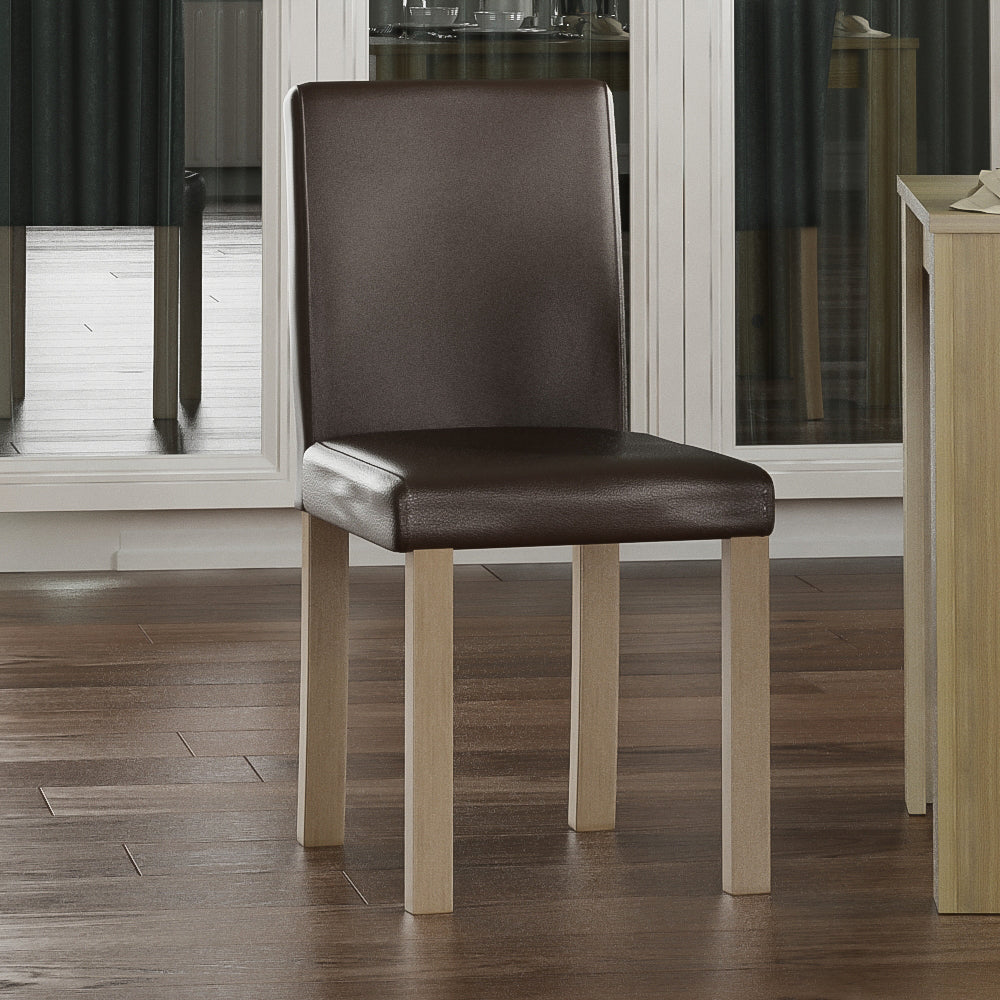 Canterbury Set Of 2 PU Dining Chairs - Brown & Oak