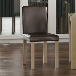Canterbury Set Of 2 PU Dining Chairs - Brown & Oak