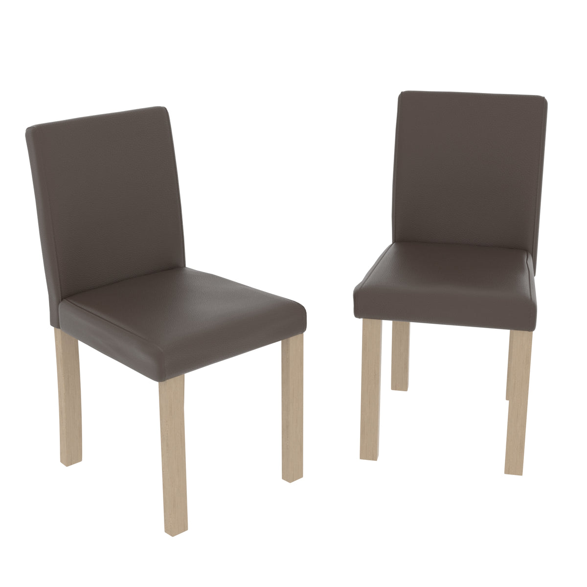 Canterbury Set Of 2 PU Dining Chairs - Brown & Oak