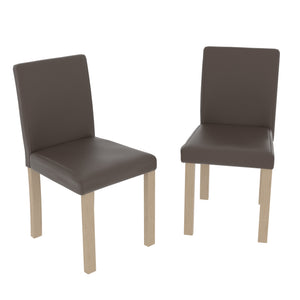 Canterbury Set Of 2 PU Dining Chairs - Brown & Oak