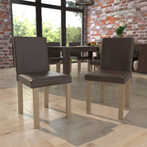 Canterbury Set Of 2 PU Dining Chairs - Brown & Oak