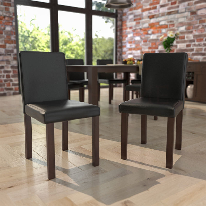 Canterbury Set Of 2 PU Dining Chairs, Black & Walnut