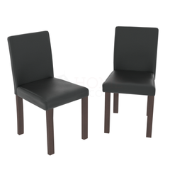 Canterbury Set Of 2 PU Dining Chairs, Black & Walnut