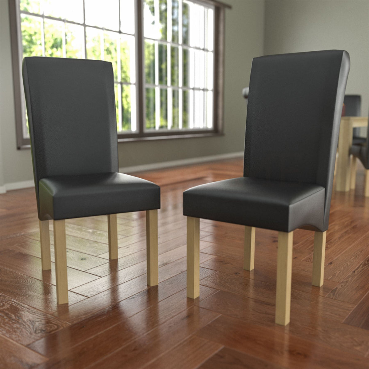 Clifton Set Of 2 PU Dining Chairs - Black