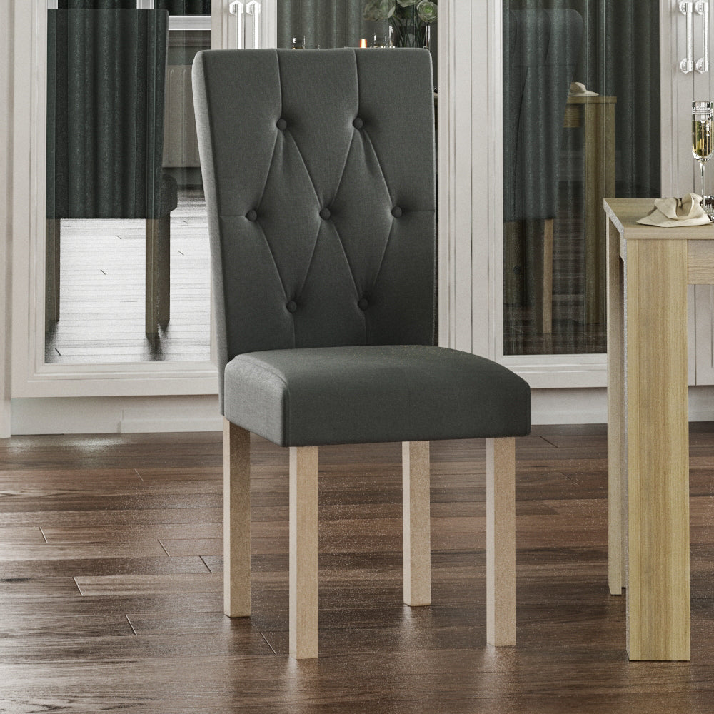 Horton Set Of 2 Fabric Dining Chairs - Grey & Oak