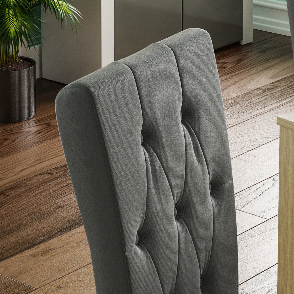 Horton Set Of 2 Fabric Dining Chairs - Grey & Oak