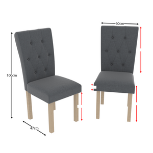Horton Set Of 2 Fabric Dining Chairs - Grey & Oak