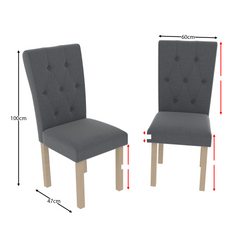 Horton Set Of 2 Fabric Dining Chairs, Grey & Oak