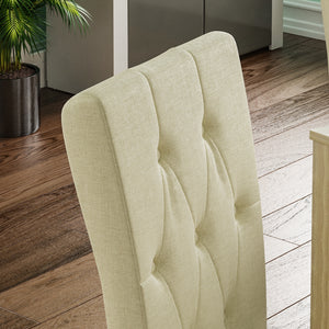 Horton Set Of 2 Fabric Dining Chairs - Cream & Oak