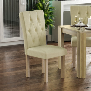 Horton Set Of 2 Fabric Dining Chairs - Cream & Oak