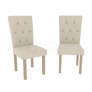 Horton Set Of 2 Fabric Dining Chairs - Cream & Oak