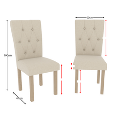 Horton Set Of 2 Fabric Dining Chairs, Cream & Oak
