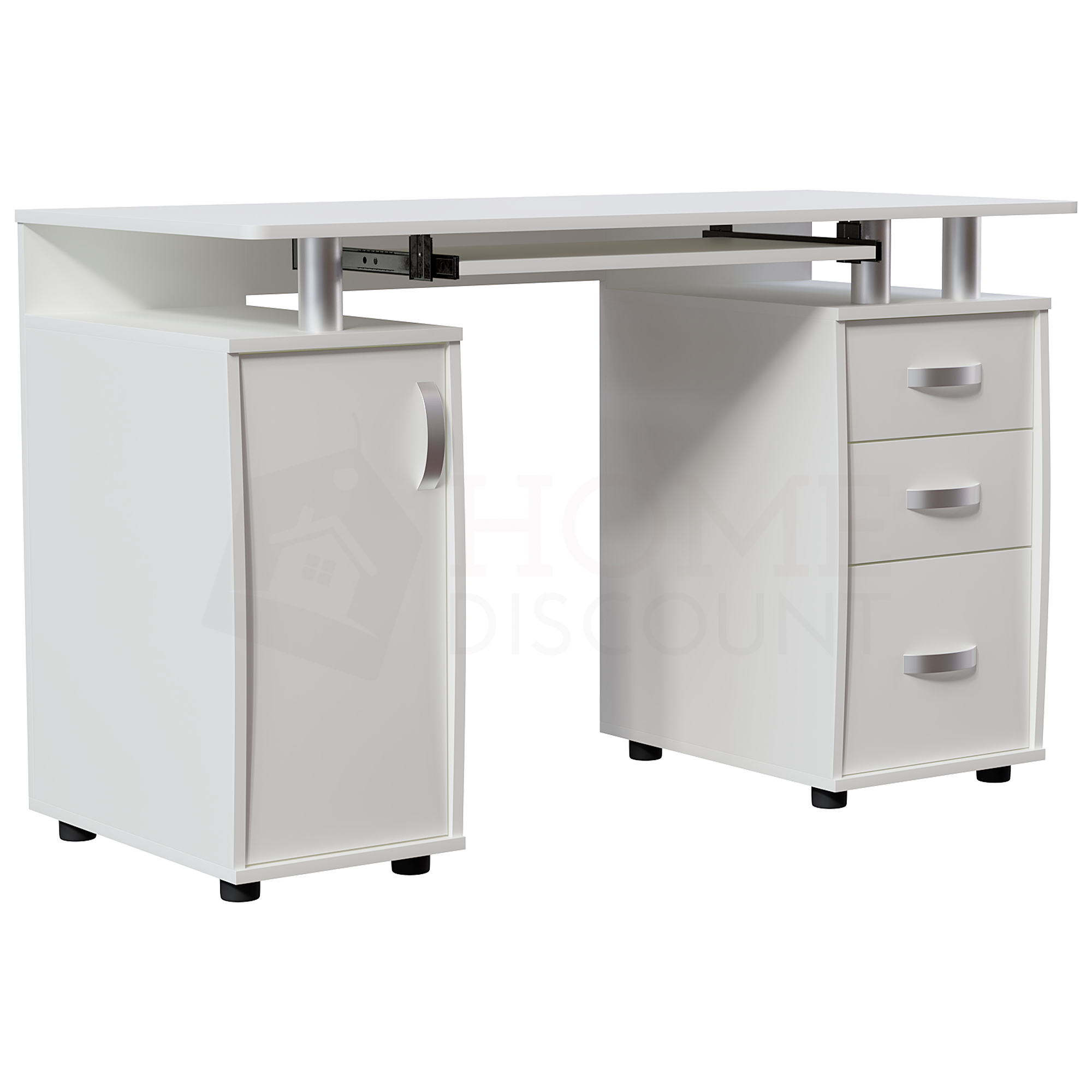 Otley 3 Drawer Computer Desk White Home Discount Ltd