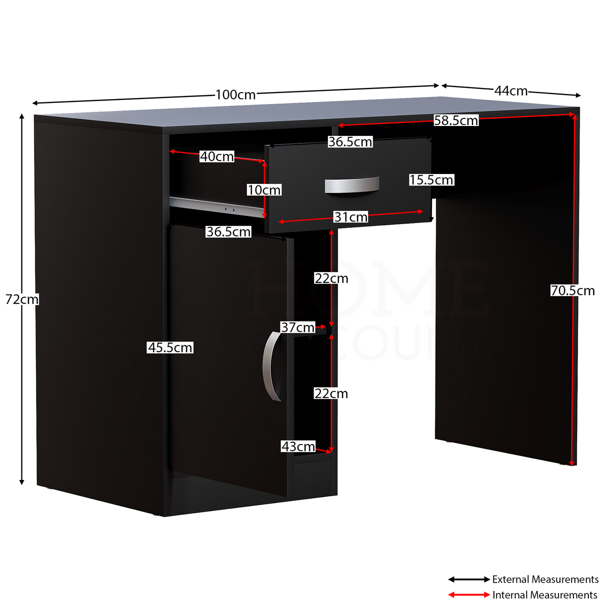 Hudson 1-Drawer 1-Door Computer Desk, Black