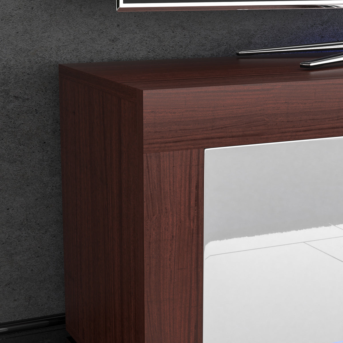 Eclipse 2-Door LED TV Unit - Walnut & White