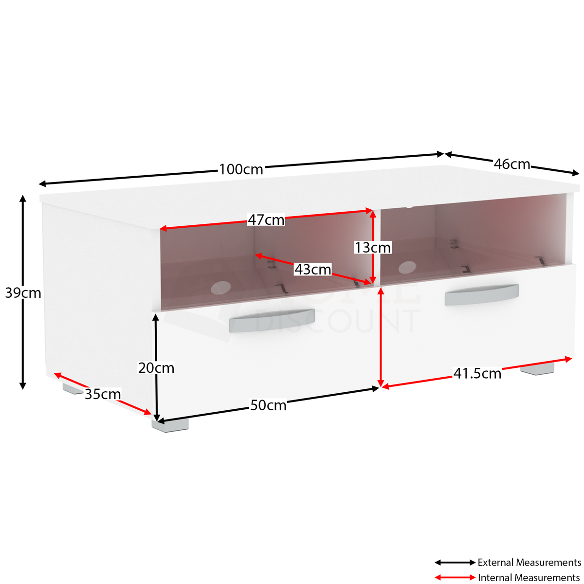 Vogue 2-Drawer LED TV Unit - White
