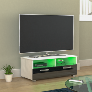 Vogue 2-Drawer LED TV Unit - White & Black