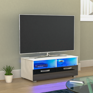 Vogue 2-Drawer LED TV Unit - White & Black