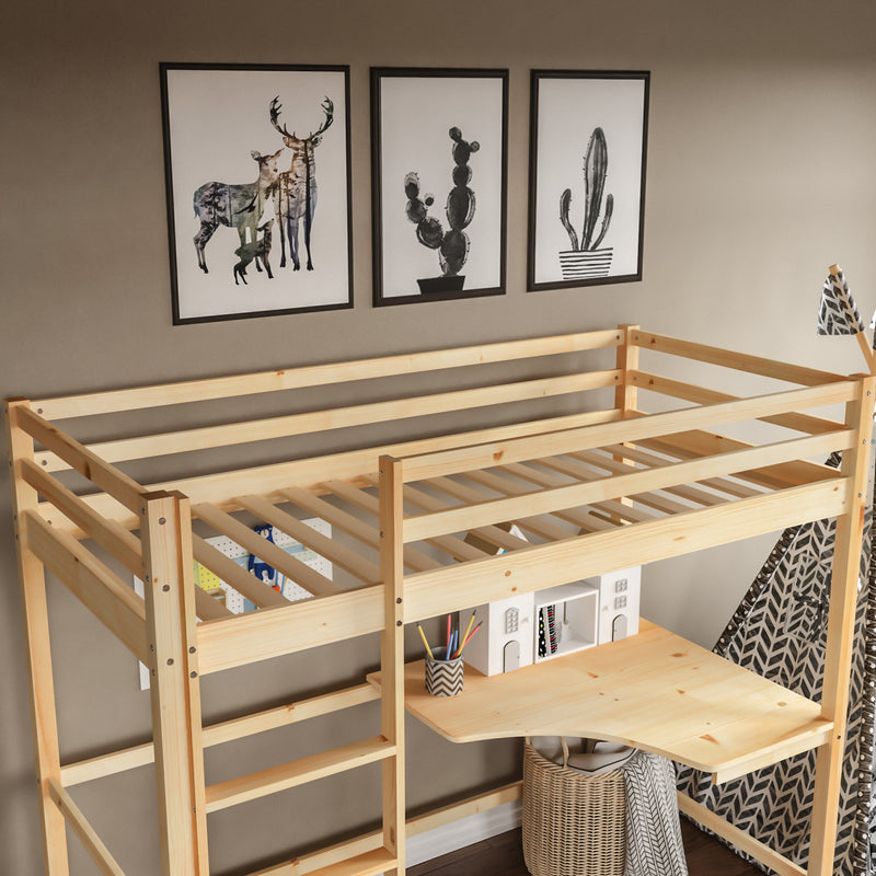 Sydney High Bunk Bed With Desk - Pine