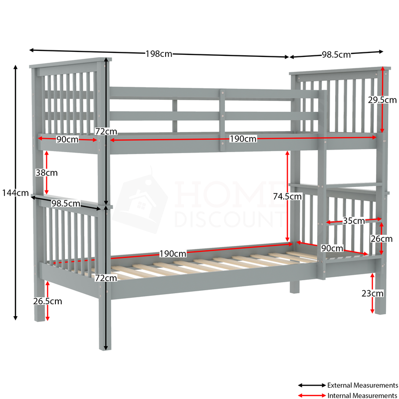 Bunk bed online size in mm