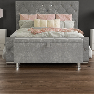 Valencia Crushed Velvet Storage Ottoman, Silver UKFR