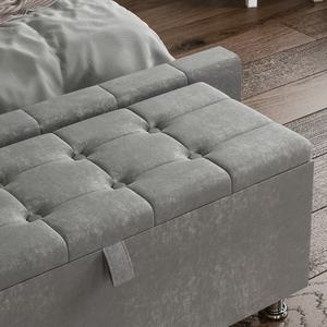 Valencia Crushed Velvet Storage Ottoman, Silver UKFR