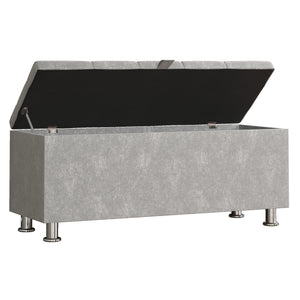 Valencia Crushed Velvet Storage Ottoman, Silver UKFR