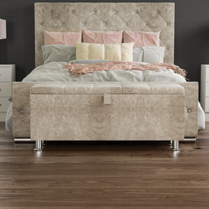 Valencia Crushed Velvet Storage Ottoman, Champagne UKFR