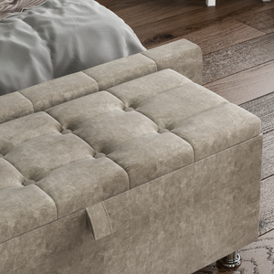 Valencia Crushed Velvet Storage Ottoman, Champagne UKFR