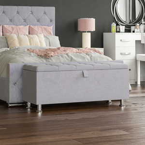 Valencia Linen Storage Ottoman, Light Grey UKFR
