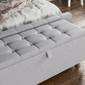 Valencia Linen Storage Ottoman, Light Grey UKFR