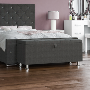 Valencia Linen Storage Ottoman, Dark Grey UKFR
