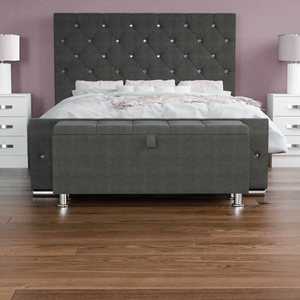 Valencia Linen Storage Ottoman, Dark Grey UKFR