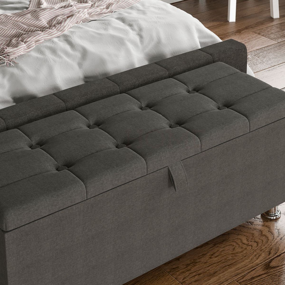 Valencia Linen Storage Ottoman, Dark Grey UKFR