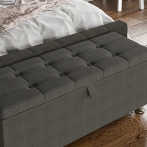 Valencia Linen Storage Ottoman, Dark Grey UKFR