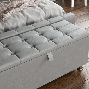 Valencia Velvet Storage Ottoman, Light Grey UKFR