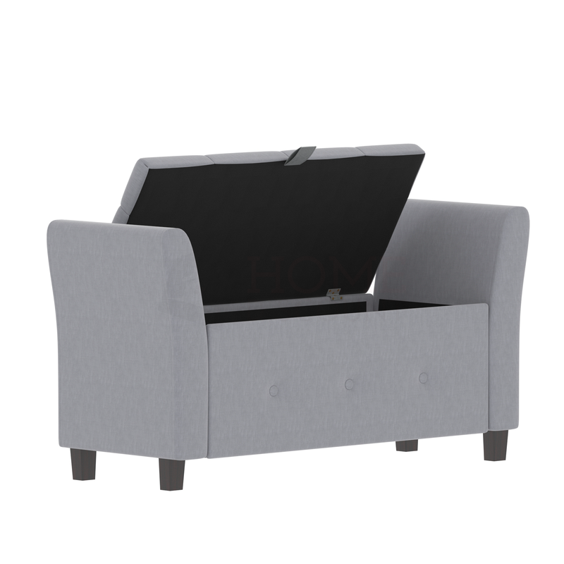 Seville Storage Ottoman Light Grey Linen Home Discount Ltd