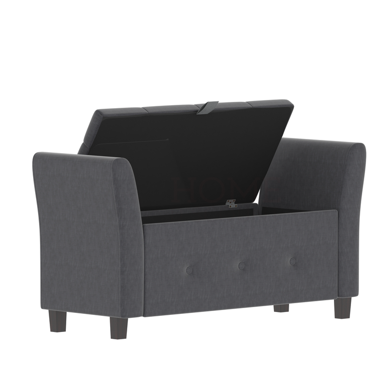 Seville Storage Ottoman Dark Grey Linen Home Discount Ltd
