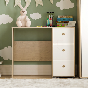 Neptune 3-Drawer Desk - White & Oak