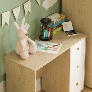 Neptune 3-Drawer Desk - White & Oak