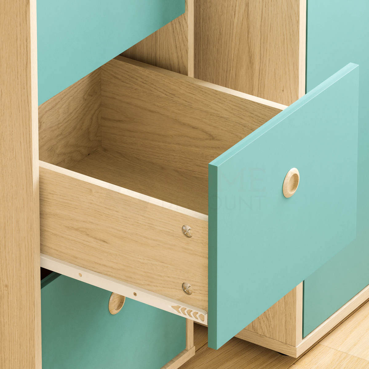 Neptune 3-Drawer Desk - Green & Oak