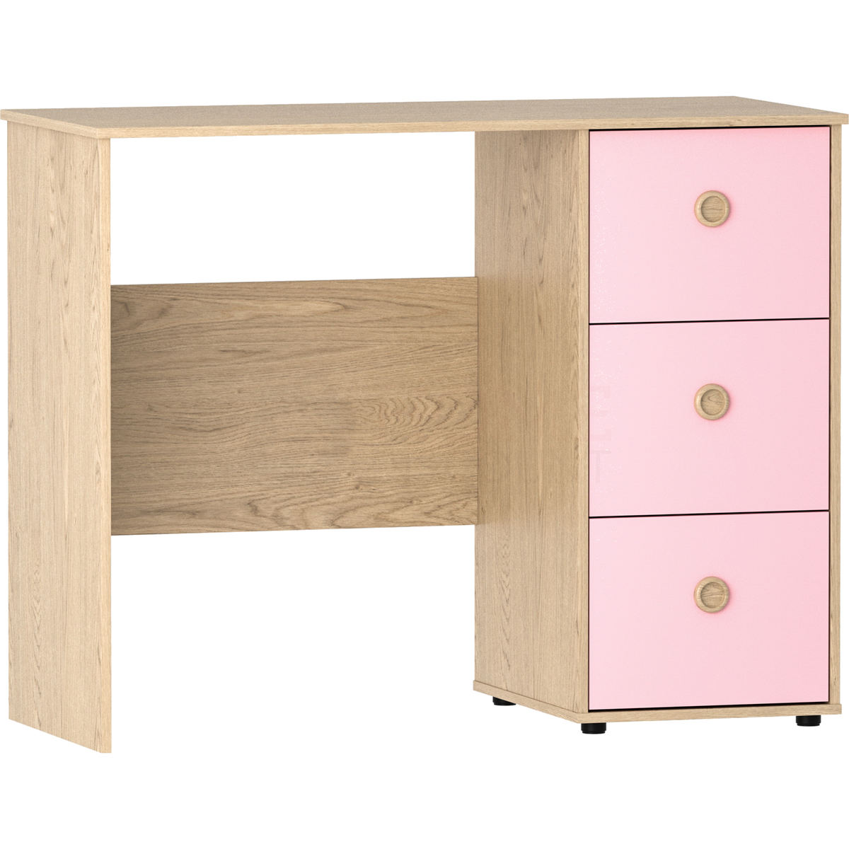 Neptune 3-Drawer Desk - Pink & Oak