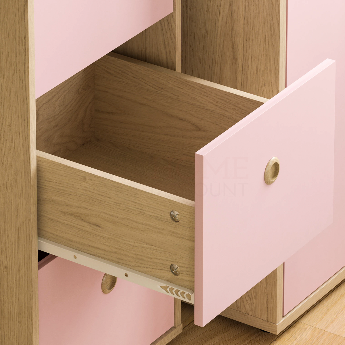 Neptune 3-Drawer Desk - Pink & Oak