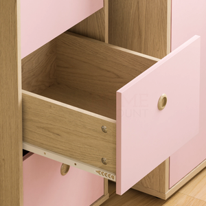 Neptune 3-Drawer Desk - Pink & Oak