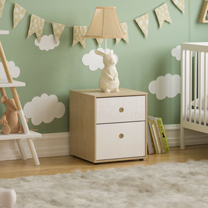 Neptune 4-Piece Bedroom Set - White & Oak (Desk, Bedside Table, Drawer Chest, Wardrobe)