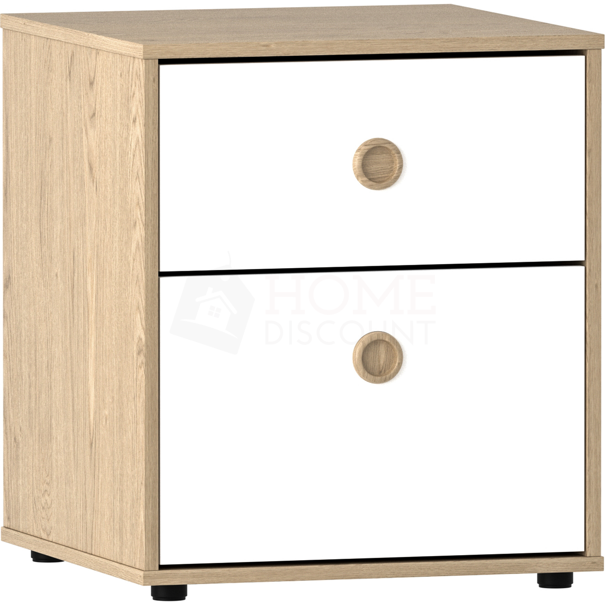Neptune 2-Drawer Bedside Table - White & Oak