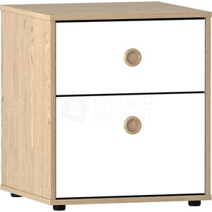Neptune 2-Drawer Bedside Table - White & Oak