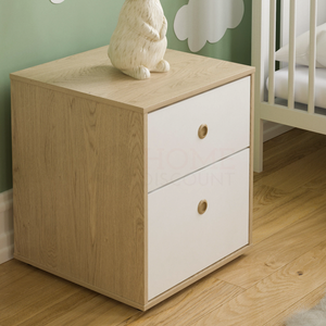 Neptune 2-Drawer Bedside Table - White & Oak
